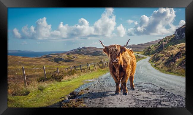 Isle Of Mull Highland Cow Framed Print by Steve Smith