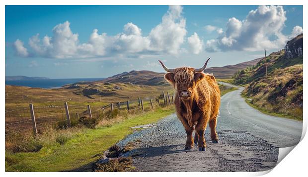 Isle Of Mull Highland Cow Print by Steve Smith