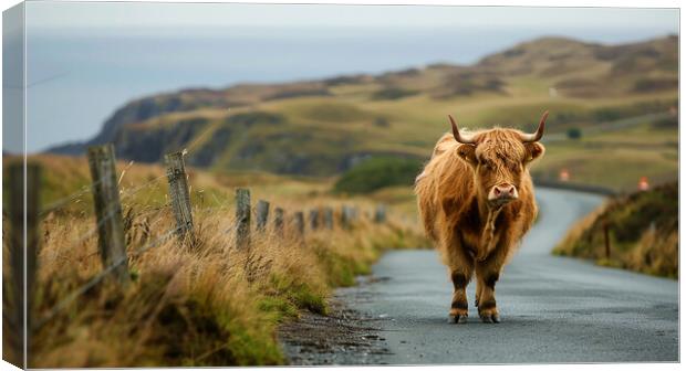 Isle Of Mull Highland Cow Canvas Print by Steve Smith
