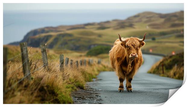 Isle Of Mull Highland Cow Print by Steve Smith