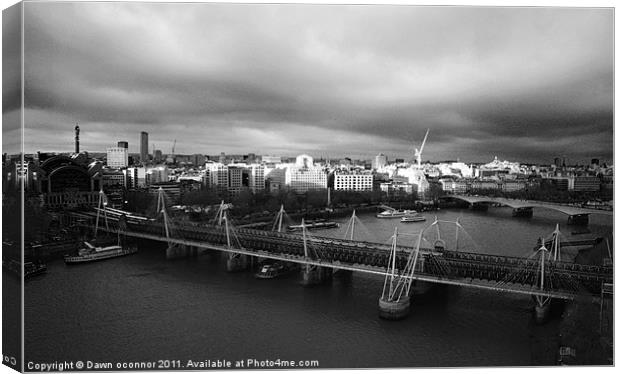 London Skyline, Black and White Canvas Print by Dawn O'Connor