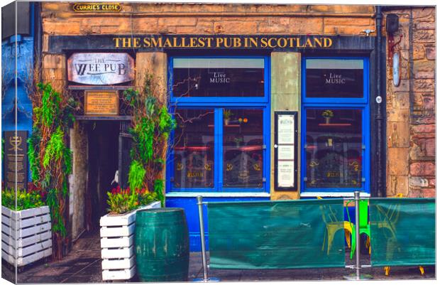 The Wee Pub Edinburgh  Canvas Print by Alison Chambers