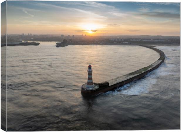 Roker Pier and Lighthouse Canvas Print by Apollo Aerial Photography