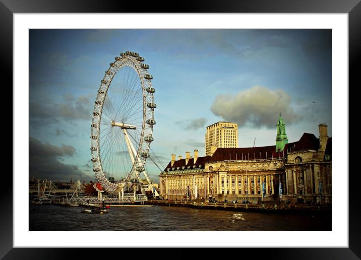 London Eye South Bank River Thames UK Framed Mounted Print by Andy Evans Photos