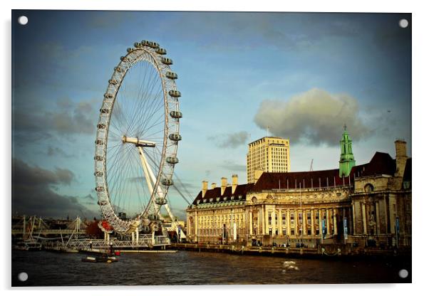 London Eye South Bank River Thames UK Acrylic by Andy Evans Photos