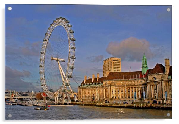 London Eye South Bank River Thames UK Acrylic by Andy Evans Photos