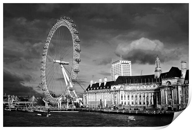 London Eye South Bank River Thames UK Print by Andy Evans Photos