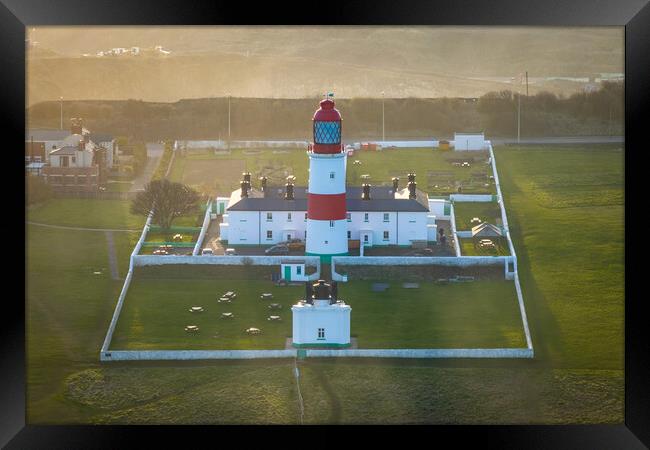 Souter Lighthouse and the Leas Framed Print by Apollo Aerial Photography