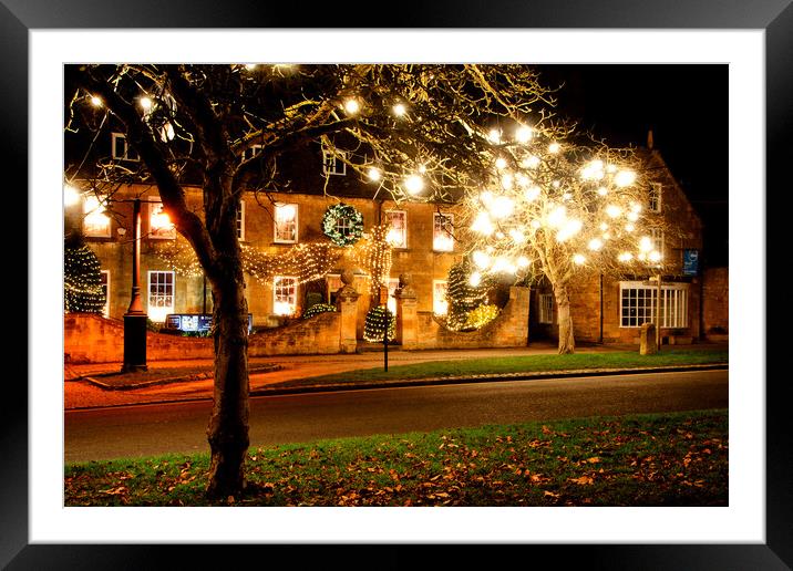 Broadway Christmas Lights Cotswolds Worcestershire Framed Mounted Print by Andy Evans Photos