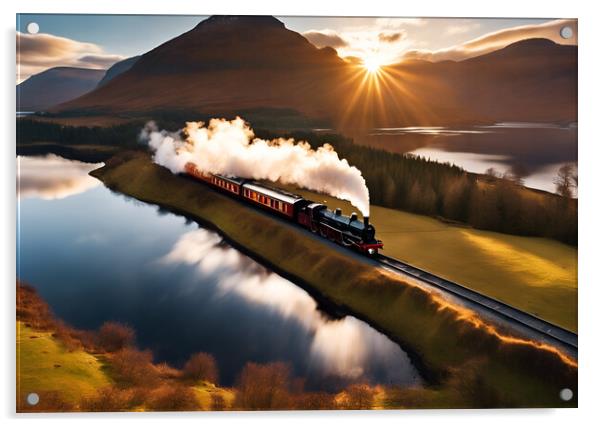 Highlands Steam Train Acrylic by Picture Wizard