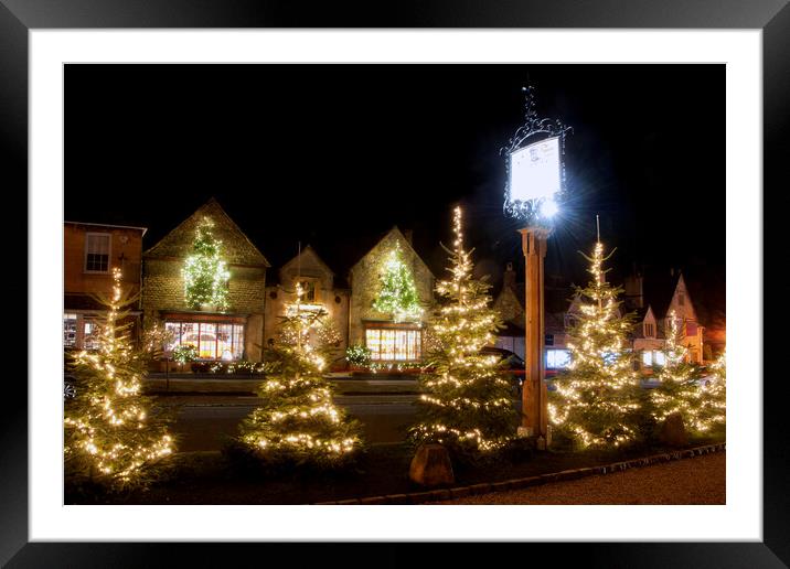 Broadway Christmas Lights Cotswolds Worcestershire Framed Mounted Print by Andy Evans Photos