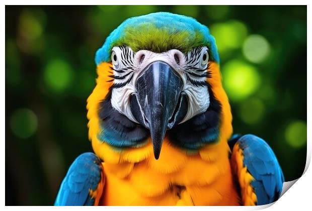 A beautiful blue macaw in free nature. Print by Michael Piepgras