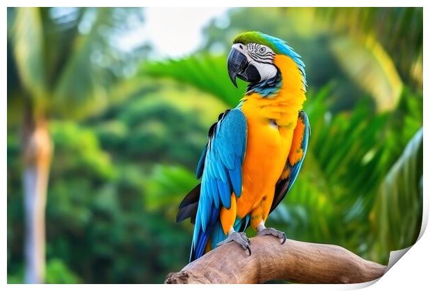 A beautiful blue macaw in free nature. Print by Michael Piepgras