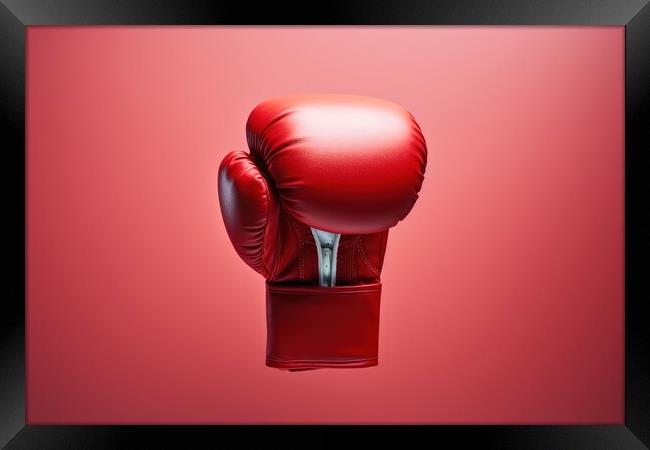 A close up of a red boxing glove. Framed Print by Michael Piepgras