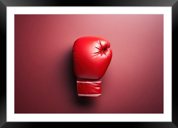 A close up of a red boxing glove. Framed Mounted Print by Michael Piepgras