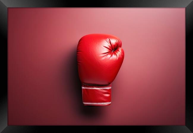 A close up of a red boxing glove. Framed Print by Michael Piepgras