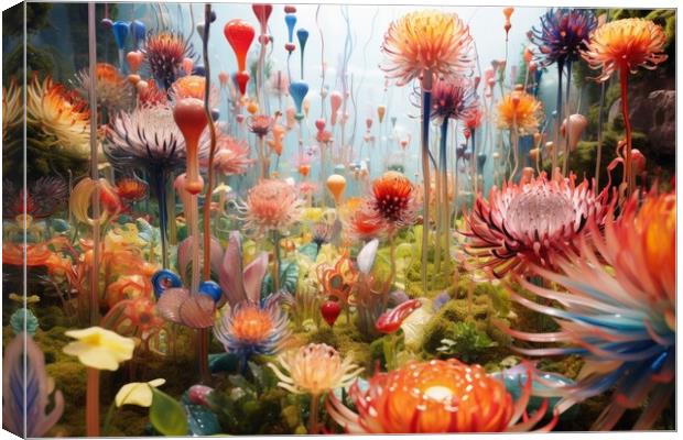 A beautiful fantasy garden made of neural flowers. Canvas Print by Michael Piepgras