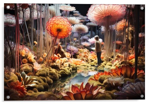 A beautiful fantasy garden made of neural flowers. Acrylic by Michael Piepgras