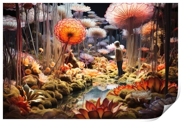 A beautiful fantasy garden made of neural flowers. Print by Michael Piepgras