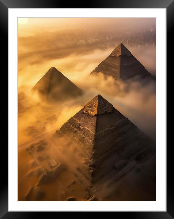 Giza Pyramids Ancient Egypt Framed Mounted Print by T2 