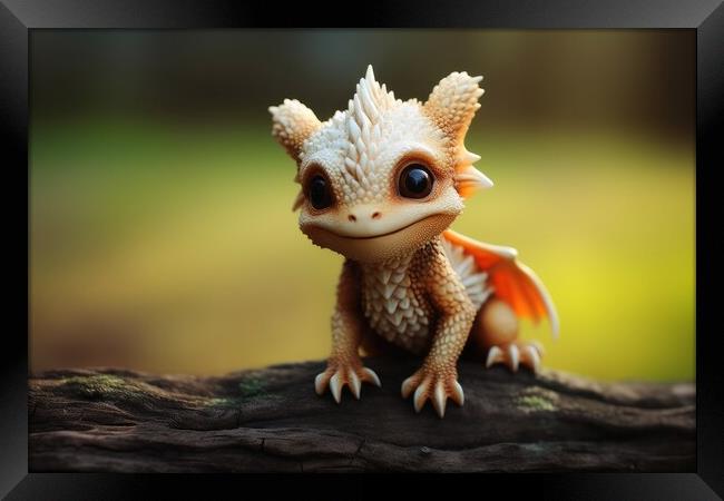 A cute little dragon. Framed Print by Michael Piepgras