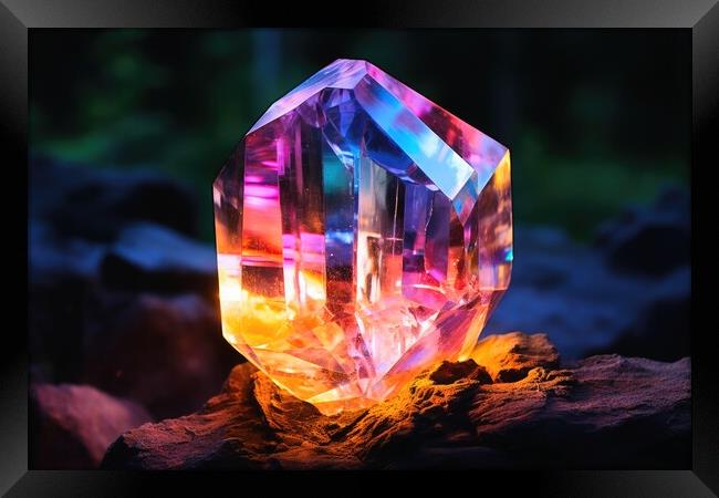 A colorful big glowing gem Framed Print by Michael Piepgras