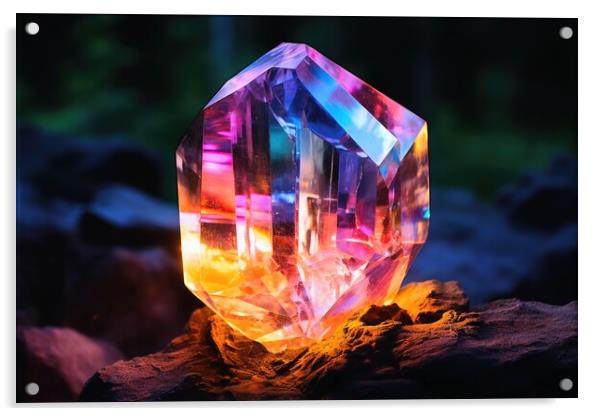 A colorful big glowing gem Acrylic by Michael Piepgras