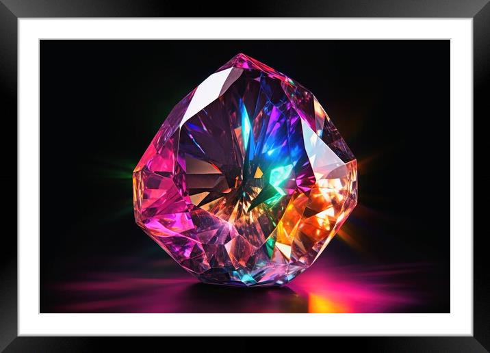A colorful big glowing gem Framed Mounted Print by Michael Piepgras