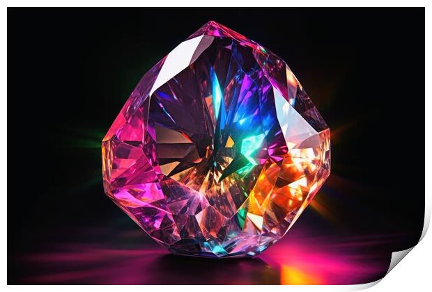 A colorful big glowing gem Print by Michael Piepgras