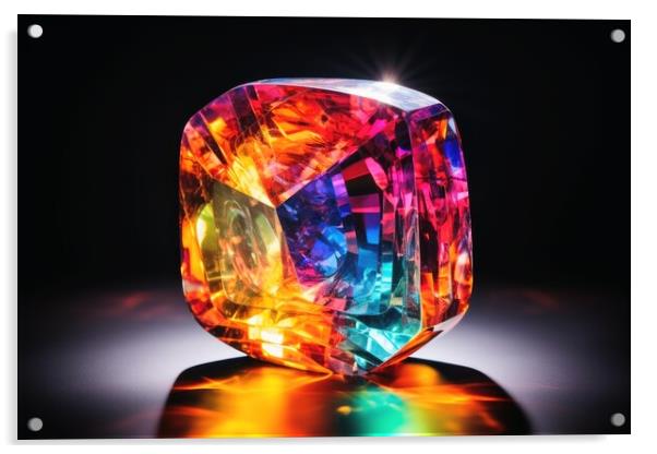 A colorful big glowing gem Acrylic by Michael Piepgras