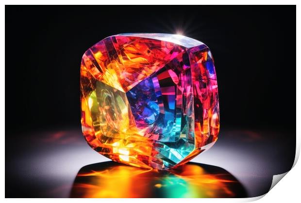 A colorful big glowing gem Print by Michael Piepgras