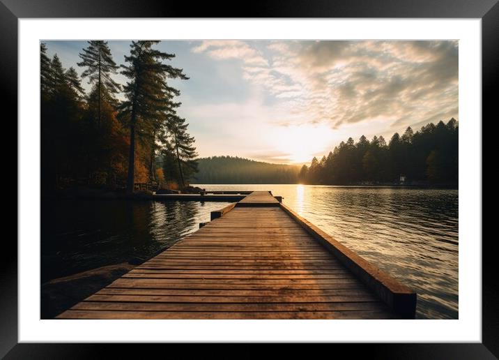 A perfect sunset on a lake. Framed Mounted Print by Michael Piepgras