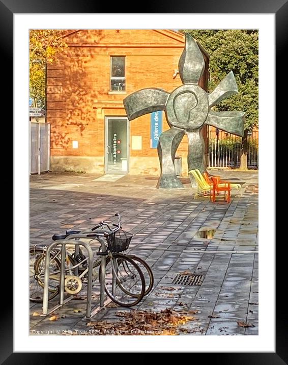 Sculpture and bike, Toulouse Framed Mounted Print by Philip Teale