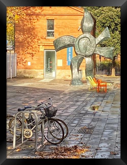 Sculpture and bike, Toulouse Framed Print by Philip Teale