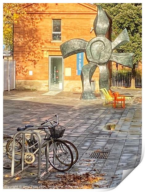Sculpture and bike, Toulouse Print by Philip Teale