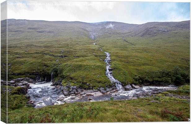 A Misty, Rainy day along Glen Etive Canvas Print by Derek Daniel