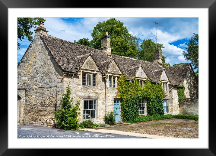 Cotswold stone cottage in Burford, Oxfordshire Framed Mounted Print by Angus McComiskey