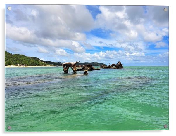 Moreton Island Shipwrecks   Acrylic by Carmen Goulden