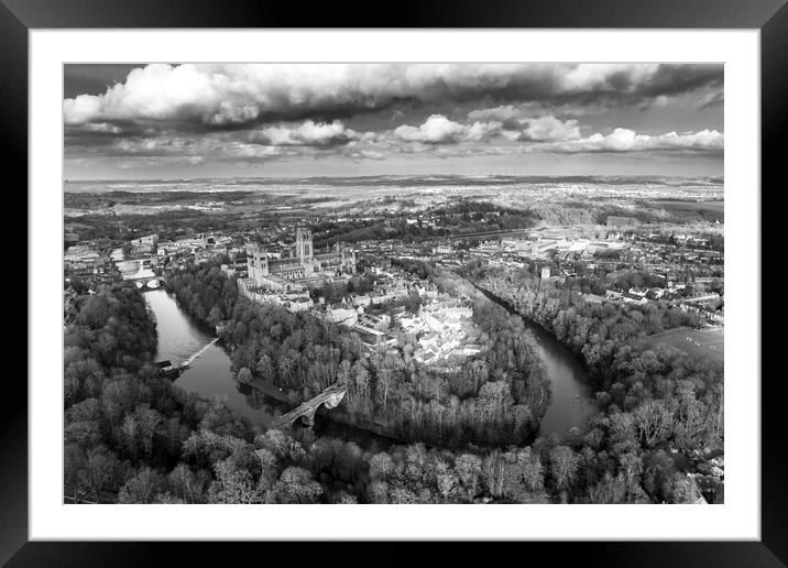 Durham Cathedral Black and White Framed Mounted Print by Apollo Aerial Photography