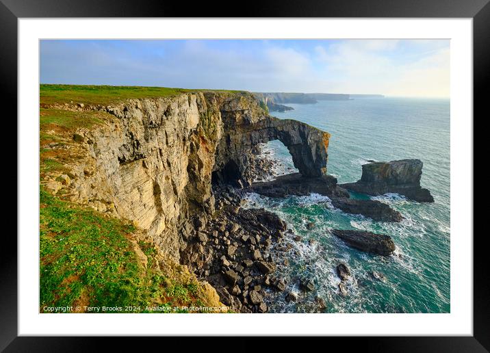 The Green Bridge of Wales Pembrokeshire Framed Mounted Print by Terry Brooks