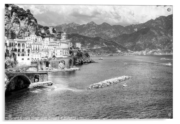Amalfi Italy in monochrome Acrylic by Diana Mower