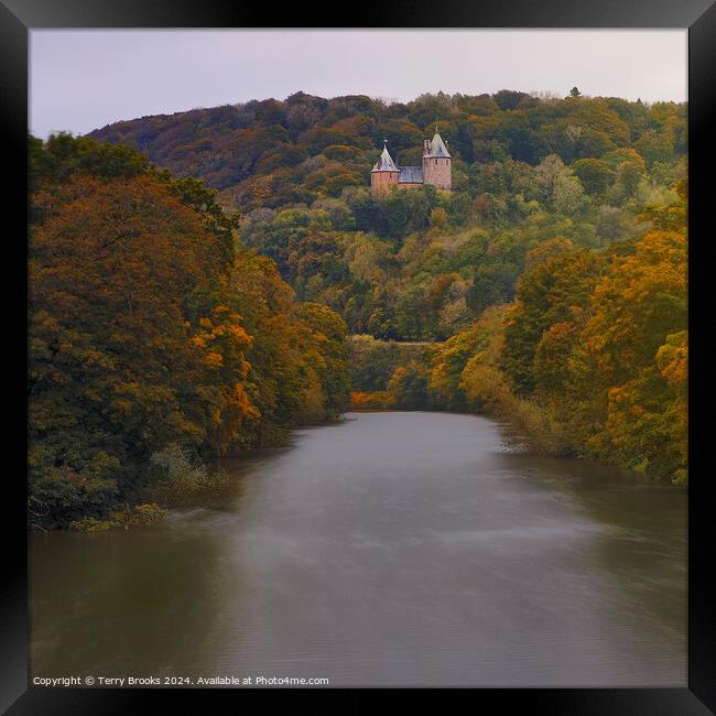 Castell Coch in the Autumn over the River Taff Framed Print by Terry Brooks