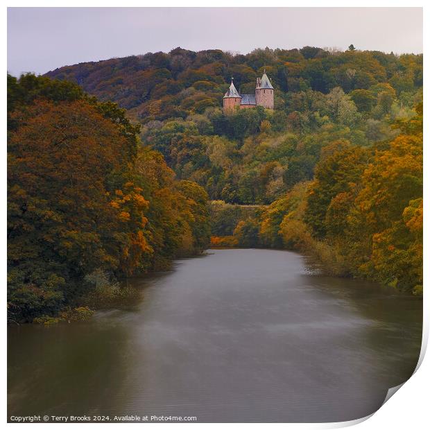Castell Coch in the Autumn over the River Taff Print by Terry Brooks
