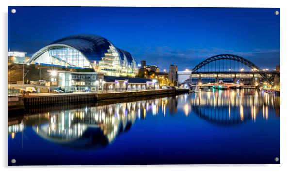 River Tyne Reflections Newcastle and Gateshead Acrylic by Tim Hill