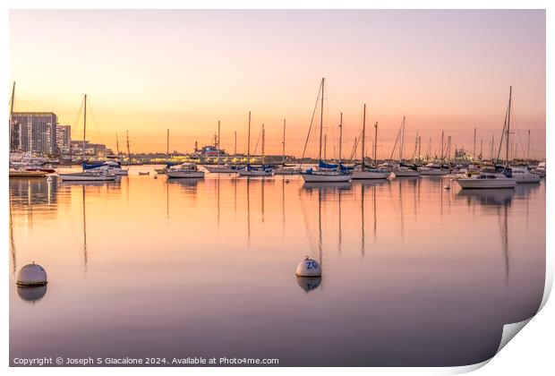 Warm Glow - San Diego Harbor Print by Joseph S Giacalone