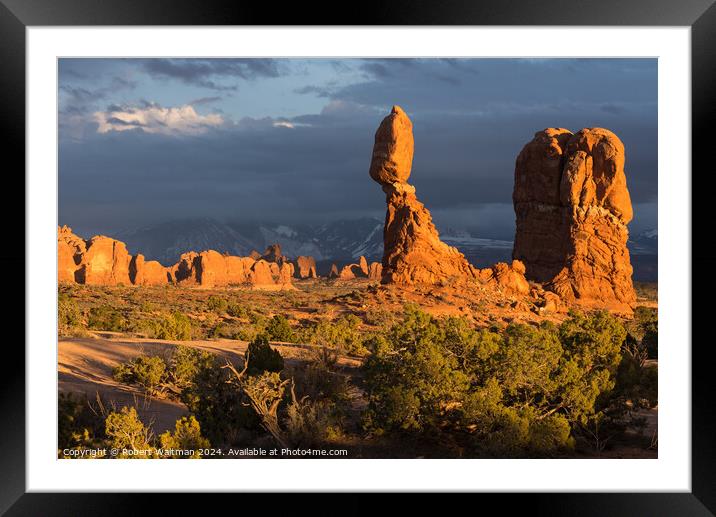 Balanced Rock located within Arches National Park Utah Framed Mounted Print by Robert Waltman
