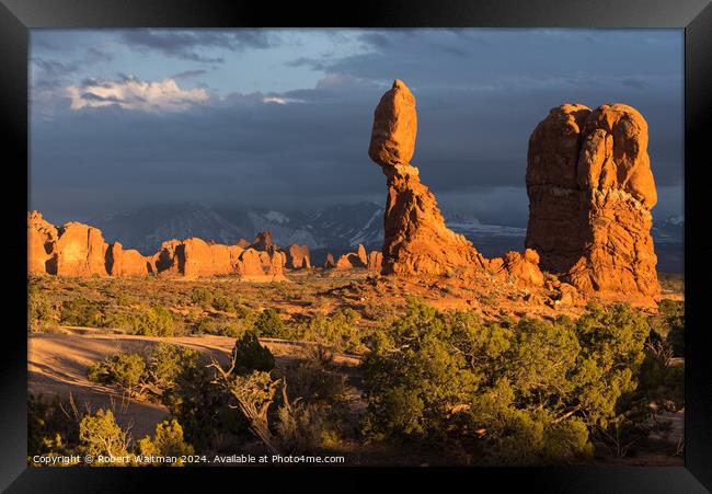 Balanced Rock located within Arches National Park Utah Framed Print by Robert Waltman