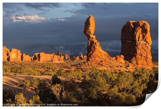 Balanced Rock located within Arches National Park Utah Print by Robert Waltman