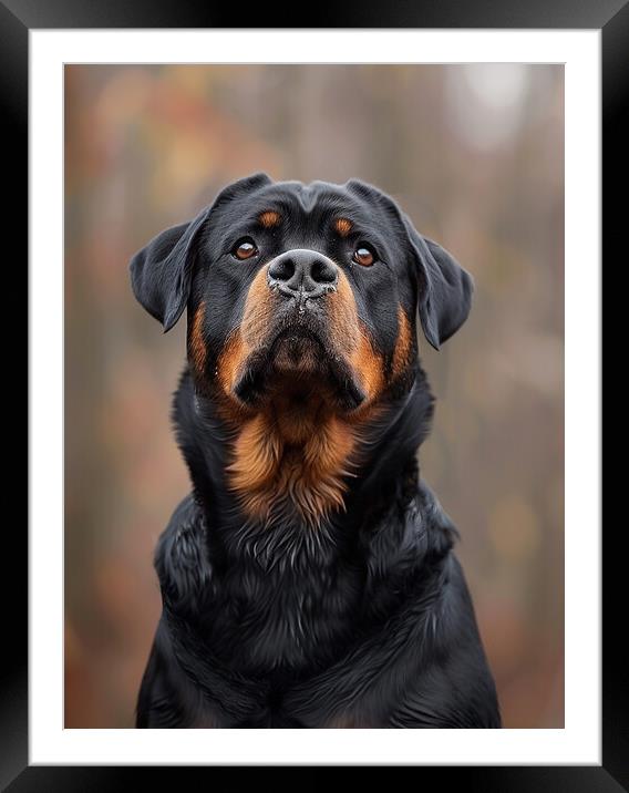 Rottweiler Portrait Framed Mounted Print by K9 Art