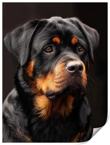 Rottweiler Portrait Print by K9 Art
